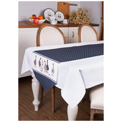 Дорожка на стол " FAMILY FARM" , 45х188см, синий, 100% хлопок, твил, пропитка LEFARD 850-742-3