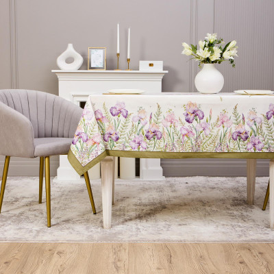 Скатерть "ИРИСЫ" 140х180см ,белый, 100% хлопок,твил пропитка LEFARD 850-743-2-1