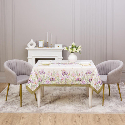 Скатерть "ИРИСЫ" 140х180см ,белый, 100% хлопок,твил пропитка LEFARD 850-743-2