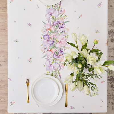 Скатерть "ИРИСЫ" 140х180см ,белый, 100% хлопок,твил пропитка LEFARD 850-743-2-4