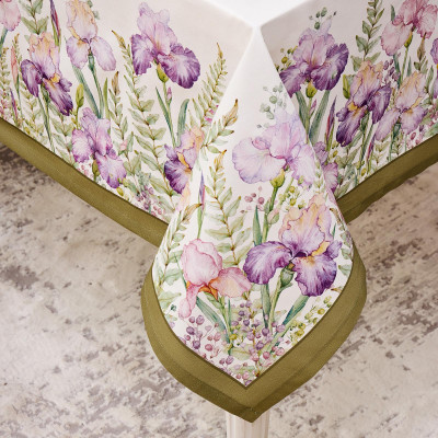 Скатерть "ИРИСЫ" 140х180см ,белый, 100% хлопок,твил пропитка LEFARD 850-743-2-6