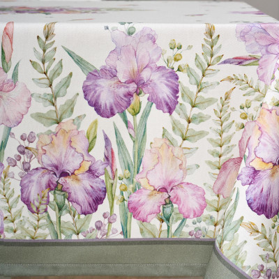 Скатерть ирисы 110х140см ,белый, 100% хлопок,твил пропитка LEFARD 850-743-20-12