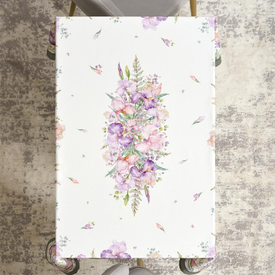 Скатерть ирисы 110х140см ,белый, 100% хлопок,твил пропитка LEFARD 850-743-20-13