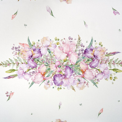 Скатерть ирисы 110х140см ,белый, 100% хлопок,твил пропитка LEFARD 850-743-20-14