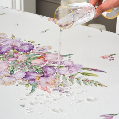 Скатерть ирисы 110х140см ,белый, 100% хлопок,твил пропитка LEFARD 850-743-20-15