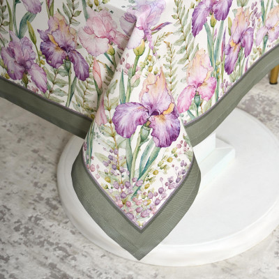 Скатерть ирисы 110х140см ,белый, 100% хлопок,твил пропитка LEFARD 850-743-20-7