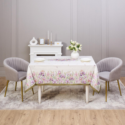 Скатерть "ИРИСЫ" 160х220см ,белый, 100% хлопок,твил пропитка LEFARD 850-743-21