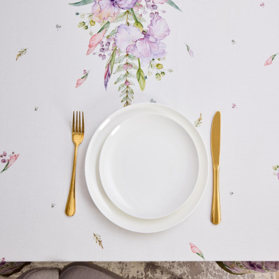 Скатерть "ИРИСЫ" 160х220см ,белый, 100% хлопок,твил пропитка LEFARD 850-743-21-5