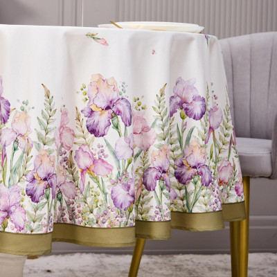 Скатерть круглая "ИРИСЫ" 190см ,белый, 100% хлопок, твил, с пропиткой LEFARD 850-743-22-2
