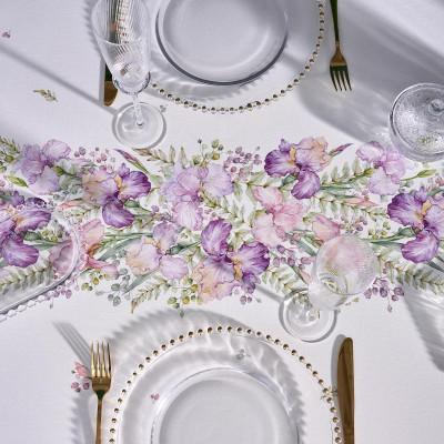Скатерть "ИРИСЫ" 140х300см ,белый, 100% хлопок,твил пропитка LEFARD 850-743-24-10