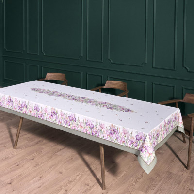 Скатерть "ИРИСЫ" 140х300см ,белый, 100% хлопок,твил пропитка LEFARD 850-743-24-13