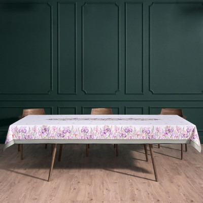 Скатерть "ИРИСЫ" 140х300см ,белый, 100% хлопок,твил пропитка LEFARD 850-743-24-14