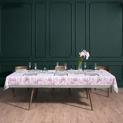Скатерть "ИРИСЫ" 140х300см ,белый, 100% хлопок,твил пропитка LEFARD 850-743-24