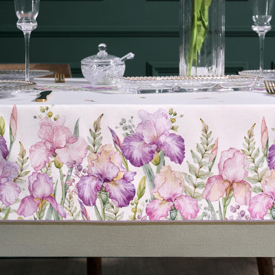 Скатерть "ИРИСЫ" 140х300см ,белый, 100% хлопок,твил пропитка LEFARD 850-743-24-4
