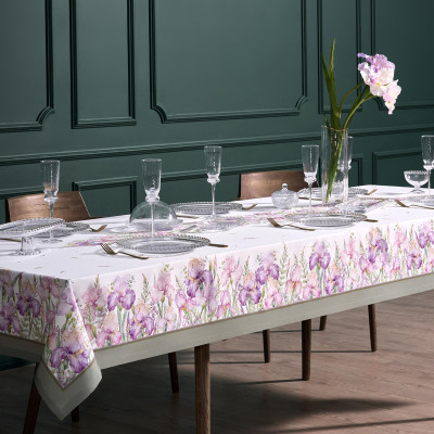 Скатерть "ИРИСЫ" 140х300см ,белый, 100% хлопок,твил пропитка LEFARD 850-743-24-5
