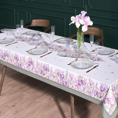 Скатерть "ИРИСЫ" 140х300см ,белый, 100% хлопок,твил пропитка LEFARD 850-743-24-7