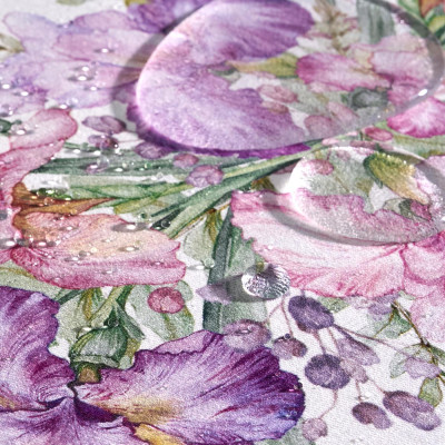 Скатерть круглая "ИРИСЫ" ,d220см, 100% хлопок,твил c пропиткой, белый LEFARD 850-743-25-9