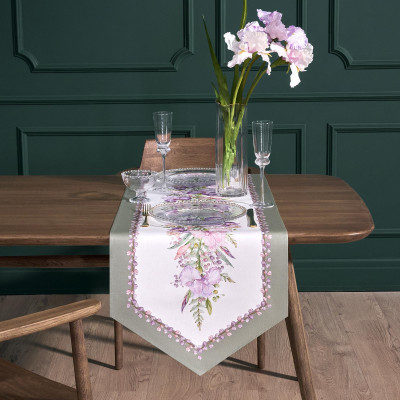 Дорожка "ИРИСЫ" 45х145см, 100% хлопок,твил c пропиткой белый LEFARD 850-743-3