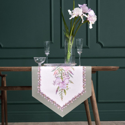 Дорожка "ИРИСЫ" 45х145см, 100% хлопок,твил c пропиткой белый LEFARD 850-743-3-4