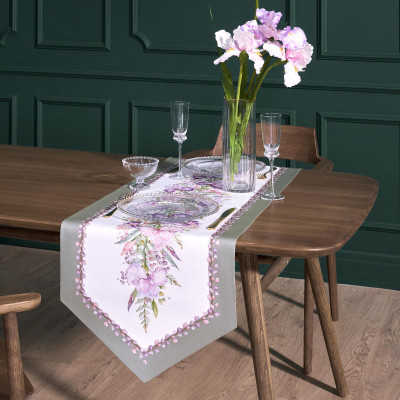 Дорожка "ИРИСЫ" 45х145см, 100% хлопок,твил c пропиткой белый LEFARD 850-743-3-5