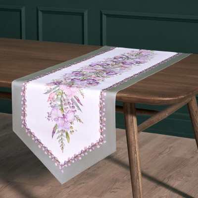 Дорожка "ИРИСЫ" 45х145см, 100% хлопок,твил c пропиткой белый LEFARD 850-743-3-6