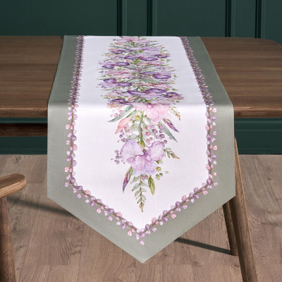 Дорожка "ИРИСЫ" 45х145см, 100% хлопок,твил c пропиткой белый LEFARD 850-743-3-7