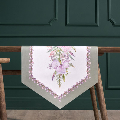 Дорожка "ИРИСЫ" 45х145см, 100% хлопок,твил c пропиткой белый LEFARD 850-743-3-8