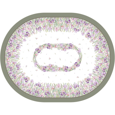 Скатерть овальная "ИРИСЫ" ,140х180см, 100% хлопок,твил c пропиткой белый LEFARD 850-743-4