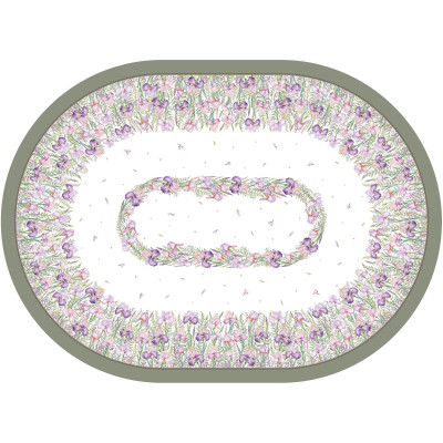 Скатерть овальная "ИРИСЫ" ,160х220см,100% хлопок,твил c пропиткой белый LEFARD 850-743-41