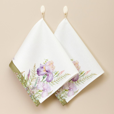 Набор полотенец из 2 шт " ИРИСЫ" 40х60см, 100% хлопок,белый ,твил LEFARD 850-743-63