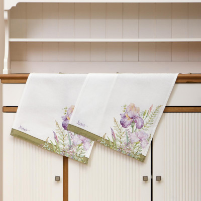 Набор полотенец из 2 шт " ИРИСЫ" 40х60см, 100% хлопок,белый ,твил LEFARD 850-743-63-5