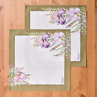 Набор салфеток из 2-х шт " ИРИСЫ" , 40х40см, 100% хлопок, белый, твил, LEFARD 850-743-8