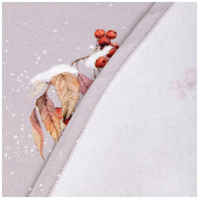 Скатерть круглая "ЛЕСНАЯ СКАЗКА .СНЕГИРИ" 190см , серый ,100% хлопок ,твил с пропиткой LEFARD 850-744-22-2