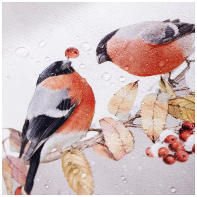 Скатерть круглая "ЛЕСНАЯ СКАЗКА .СНЕГИРИ" 190см , серый ,100% хлопок ,твил с пропиткой LEFARD 850-744-22-3