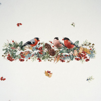 Скатерть " МОРОЗКО.СНЕГИРИ" 110х140см , красный, 100% хлопок, твил пропитка LEFARD 850-745-20-14