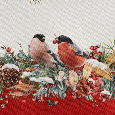 Скатерть " МОРОЗКО.СНЕГИРИ" 110х140см , красный, 100% хлопок, твил пропитка LEFARD 850-745-20-15