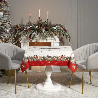 Скатерть " МОРОЗКО.СНЕГИРИ" 110х140см , красный, 100% хлопок, твил пропитка LEFARD 850-745-20-8