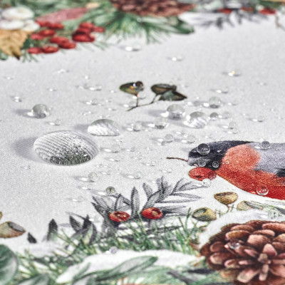 Скатерть " МОРОЗКО.СНЕГИРИ" 160х220см , красный, 100% хлопок, твил пропитка LEFARD 850-745-21-14