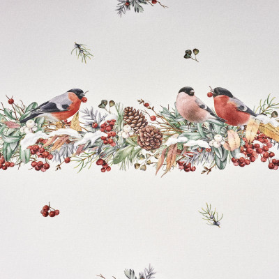 Скатерть " МОРОЗКО.СНЕГИРИ" 160х220см , красный, 100% хлопок, твил пропитка LEFARD 850-745-21-15