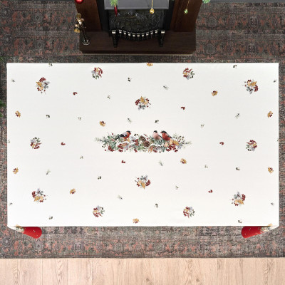 Скатерть " МОРОЗКО.СНЕГИРИ" 160х220см , красный, 100% хлопок, твил пропитка LEFARD 850-745-21-16