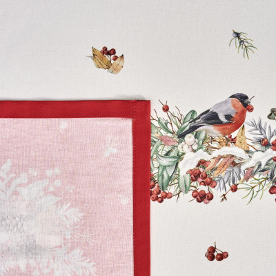 Скатерть " МОРОЗКО.СНЕГИРИ" 160х220см , красный, 100% хлопок, твил пропитка LEFARD 850-745-21-2