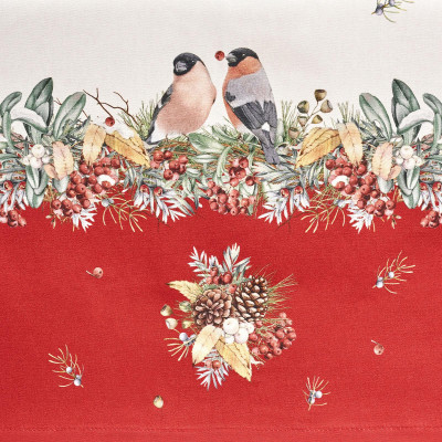 Скатерть " МОРОЗКО.СНЕГИРИ" 160х220см , красный, 100% хлопок, твил пропитка LEFARD 850-745-21-6