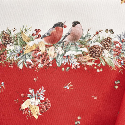 Скатерть " МОРОЗКО.СНЕГИРИ" 160х220см , красный, 100% хлопок, твил пропитка LEFARD 850-745-21-7