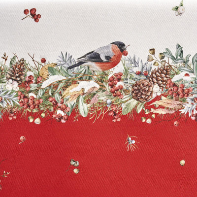 Скатерть " МОРОЗКО.СНЕГИРИ" 160х220см , красный, 100% хлопок, твил пропитка LEFARD 850-745-21-8
