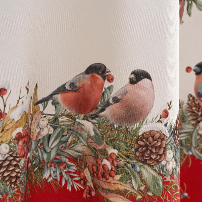 Скатерть круглая " МОРОЗКО.СНЕГИРИ" 220см , красный, 100% хлопок, твил, с пропиткой LEFARD 850-745-24-10