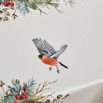 Скатерть круглая " МОРОЗКО.СНЕГИРИ" 220см , красный, 100% хлопок, твил, с пропиткой LEFARD 850-745-24-11