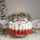 Скатерть круглая " МОРОЗКО.СНЕГИРИ" 220см , красный, 100% хлопок, твил, с пропиткой LEFARD 850-745-24