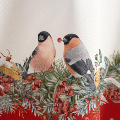 Скатерть круглая " МОРОЗКО.СНЕГИРИ" 220см , красный, 100% хлопок, твил, с пропиткой LEFARD 850-745-24-8