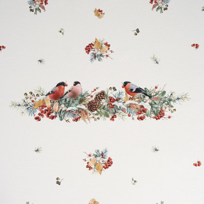 Скатерть " МОРОЗКО.СНЕГИРИ" 140х300см , красный, 100% хлопок, твил пропитка LEFARD 850-745-25-26