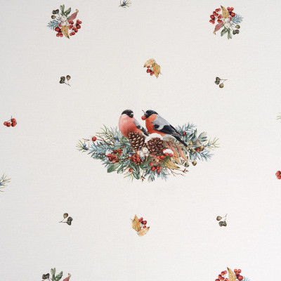 Скатерть " МОРОЗКО.СНЕГИРИ" 140х300см , красный, 100% хлопок, твил пропитка LEFARD 850-745-25-27